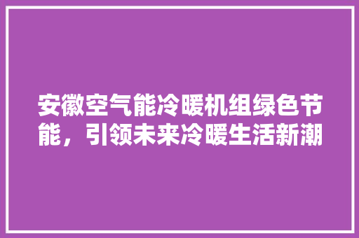 安徽空气能冷暖机组绿色节能，引领未来冷暖生活新潮流 装修设计