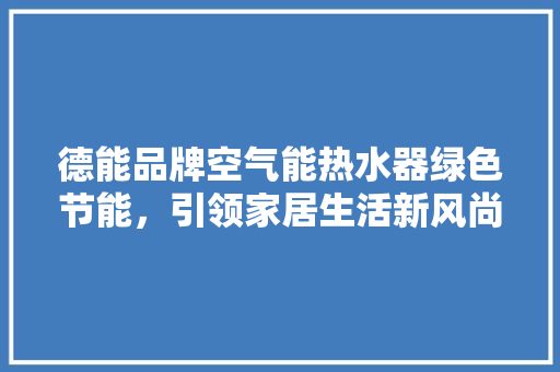 德能品牌空气能热水器绿色节能，引领家居生活新风尚 洗衣机