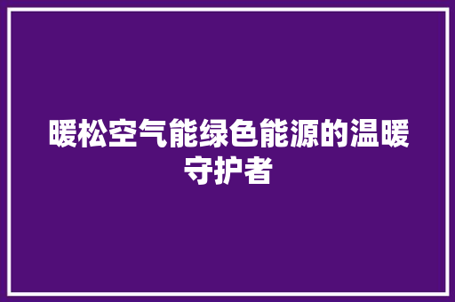 暖松空气能绿色能源的温暖守护者 翻新改色