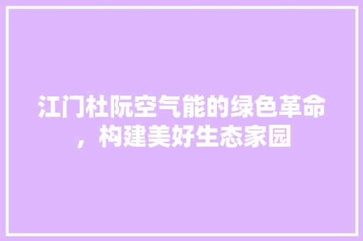 江门杜阮空气能的绿色革命，构建美好生态家园 洗衣机
