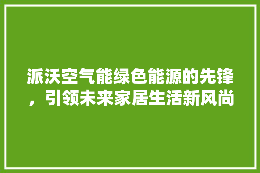 派沃空气能绿色能源的先锋，引领未来家居生活新风尚 清洁保养