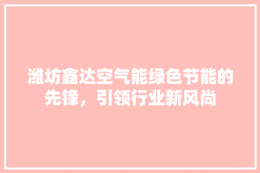 潍坊鑫达空气能绿色节能的先锋，引领行业新风尚 家电维护