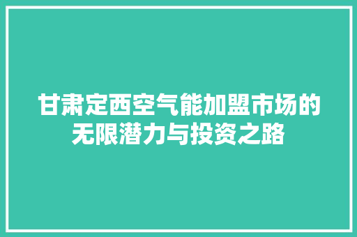 甘肃定西空气能加盟市场的无限潜力与投资之路 冰箱