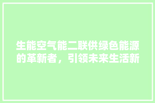生能空气能二联供绿色能源的革新者，引领未来生活新风尚 家具修理