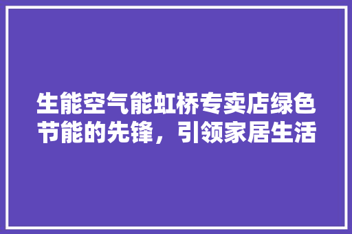生能空气能虹桥专卖店绿色节能的先锋，引领家居生活新风尚 空调