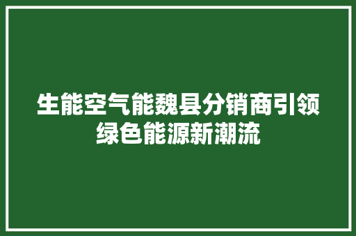 生能空气能魏县分销商引领绿色能源新潮流 旧房改造