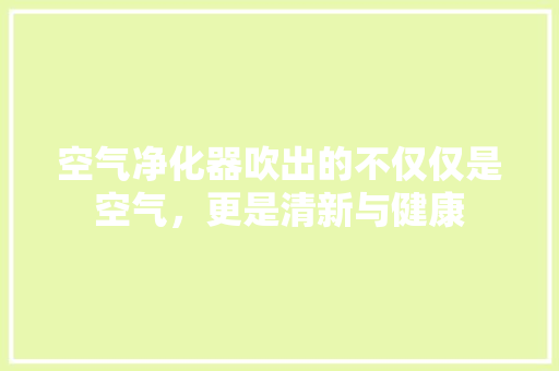 空气净化器吹出的不仅仅是空气，更是清新与健康 清洁保养