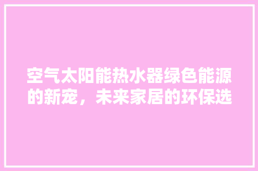 空气太阳能热水器绿色能源的新宠，未来家居的环保选择 龙头管件
