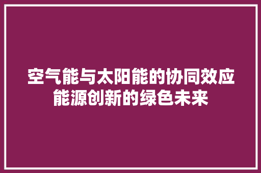 空气能与太阳能的协同效应能源创新的绿色未来 热水器