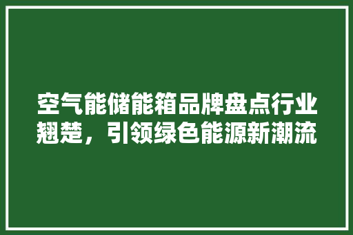 空气能储能箱品牌盘点行业翘楚，引领绿色能源新潮流 旧房改造