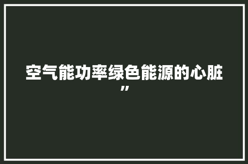 空气能功率绿色能源的心脏” 清洁保养