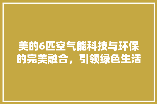 美的6匹空气能科技与环保的完美融合，引领绿色生活新潮流 灯具安装