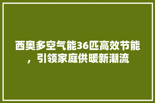 西奥多空气能36匹高效节能，引领家庭供暖新潮流 旧房改造