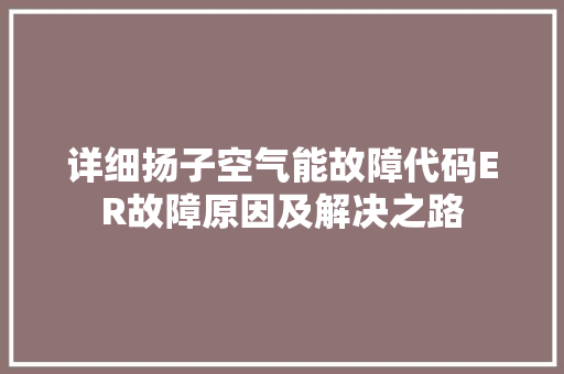 详细扬子空气能故障代码ER故障原因及解决之路 翻新改色