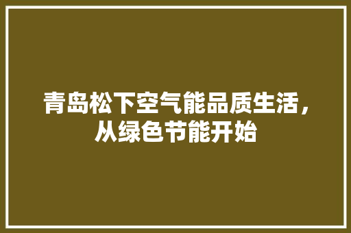 青岛松下空气能品质生活，从绿色节能开始 清洁保养