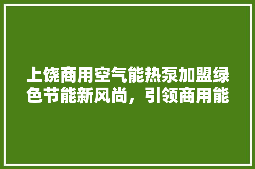 上饶商用空气能热泵加盟绿色节能新风尚，引领商用能源革命 局部翻新