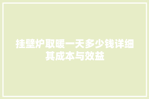 挂壁炉取暖一天多少钱详细其成本与效益 旧房改造