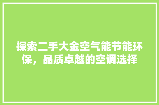 探索二手大金空气能节能环保，品质卓越的空调选择 家具修理