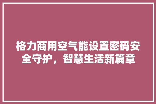 格力商用空气能设置密码安全守护，智慧生活新篇章 贴膜