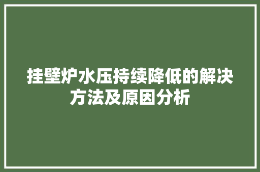 挂壁炉水压持续降低的解决方法及原因分析 冰箱 挂壁炉水压持续降低的解决方法及原因分析 冰箱