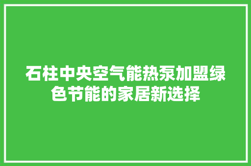 石柱中央空气能热泵加盟绿色节能的家居新选择 空调