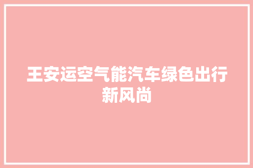 王安运空气能汽车绿色出行新风尚 装修设计