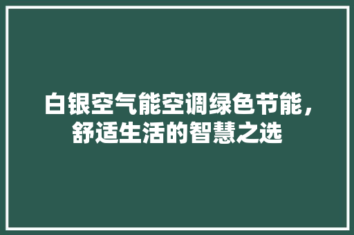 白银空气能空调绿色节能，舒适生活的智慧之选 家居维修