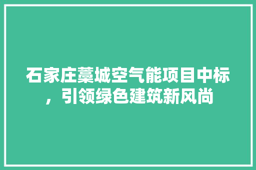 石家庄藁城空气能项目中标，引领绿色建筑新风尚 家居维修