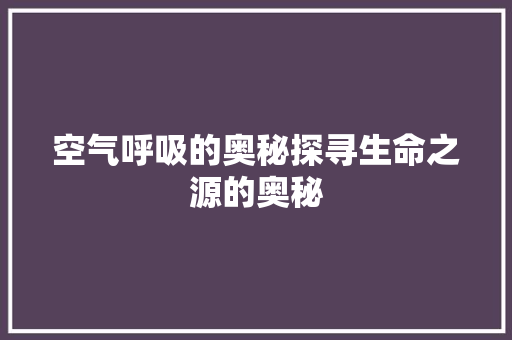 空气呼吸的奥秘探寻生命之源的奥秘 热水器