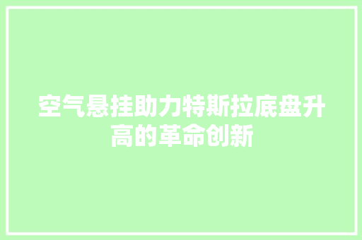 空气悬挂助力特斯拉底盘升高的革命创新 热水器