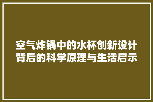 空气炸锅中的水杯创新设计背后的科学原理与生活启示 热水器