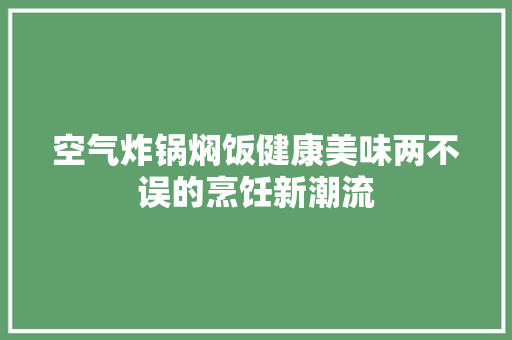 空气炸锅焖饭健康美味两不误的烹饪新潮流 装修设计
