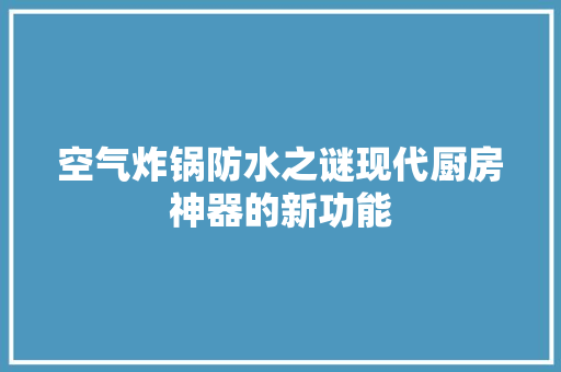 空气炸锅防水之谜现代厨房神器的新功能 热水器