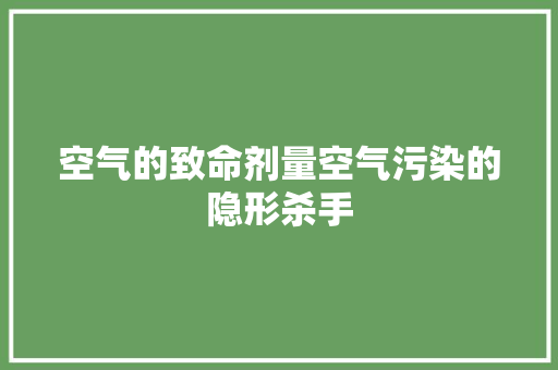 空气的致命剂量空气污染的隐形杀手 家电维护