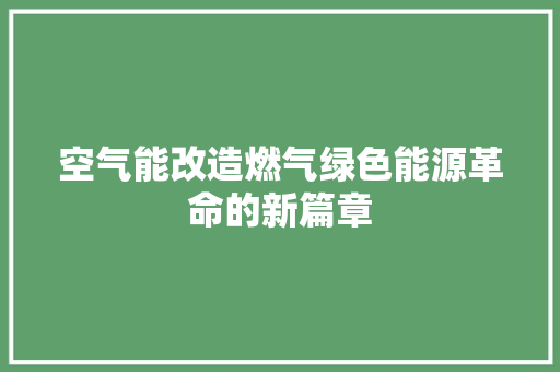 空气能改造燃气绿色能源革命的新篇章 翻新改色