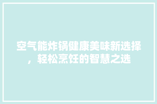 空气能炸锅健康美味新选择，轻松烹饪的智慧之选 家电维护
