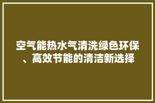 空气能热水气清洗绿色环保、高效节能的清洁新选择 洗衣机