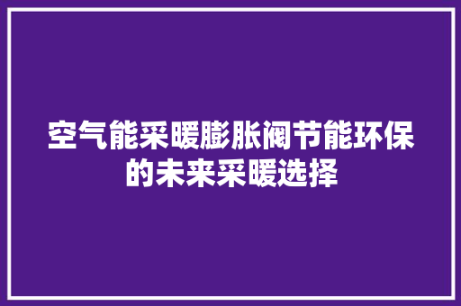 空气能采暖膨胀阀节能环保的未来采暖选择 水电维修