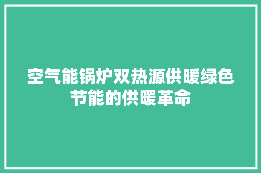 空气能锅炉双热源供暖绿色节能的供暖革命 灯具安装