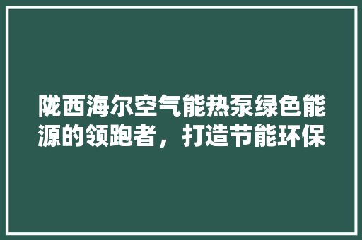 陇西海尔空气能热泵绿色能源的领跑者，打造节能环保新生活 热水器