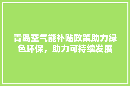 青岛空气能补贴政策助力绿色环保，助力可持续发展 空调
