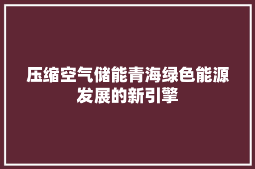 压缩空气储能青海绿色能源发展的新引擎 清洁保养 压缩空气储能青海绿色能源发展的新引擎 清洁保养