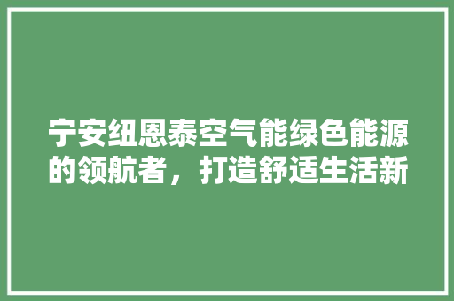 宁安纽恩泰空气能绿色能源的领航者，打造舒适生活新境界 家电维护