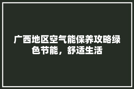 广西地区空气能保养攻略绿色节能，舒适生活 局部翻新