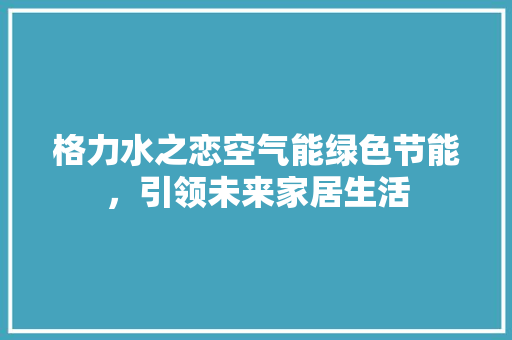 格力水之恋空气能绿色节能，引领未来家居生活 家电维护