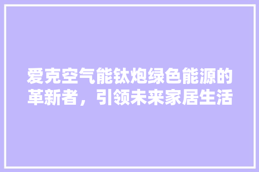 爱克空气能钛炮绿色能源的革新者，引领未来家居生活新风尚 装修设计