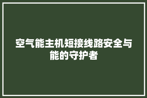 空气能主机短接线路安全与能的守护者 家具修理
