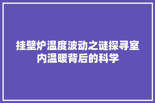 挂壁炉温度波动之谜探寻室内温暖背后的科学 空调