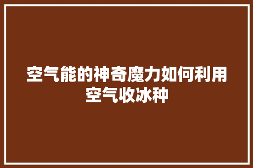 空气能的神奇魔力如何利用空气收冰种 家具修理