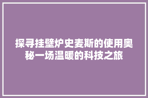 探寻挂壁炉史麦斯的使用奥秘一场温暖的科技之旅 冰箱